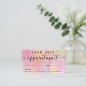 化粧ヘアピンクグリッターニングユニコーン大理石 予約カード (スタンド正面)