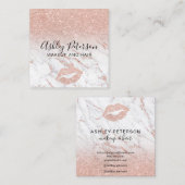 化粧ヘアマーブルバラ金ゴールドグリッター唇 スクエア名刺 (正面/裏面)