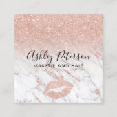 化粧ヘアマーブルバラ金ゴールドグリッター唇 スクエア名刺 (正面)