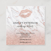 化粧ヘアマーブルバラ金ゴールドグリッター唇 スクエア名刺 (裏面)