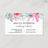 化粧ミントピンクフローラ水彩トレンディーモノグラム 名刺 (裏面)