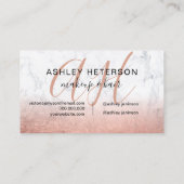 化粧モノグラムのバラ金ゴールド箔大理石文字 名刺 (裏面)