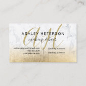 化粧モノグラムの金ゴールドフォイル大理石スクリプト 名刺 (裏面)