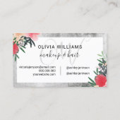 化粧モノグラムの銀フレームフローラスクリプト 名刺 (裏面)