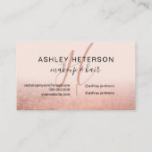 化粧モノグラムバラ金ゴールドフォイル赤面ピンクスクリプト 名刺 (裏面)