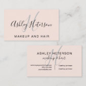 化粧モノグラムピンクミニマリスエレガントト脚本 名刺 (正面/裏面)