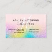 化粧モノグラムレインボーグリッタースクリプトピンク 名刺 (裏面)