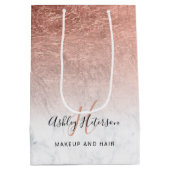 化粧モノグラム大理石バラ金ゴールド箔スクリプト ミディアムペーパーバッグ (裏面)