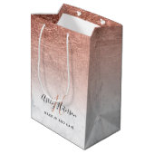 化粧モノグラム大理石バラ金ゴールド箔スクリプト ミディアムペーパーバッグ (裏面アングル)