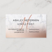 化粧モノグラム大理石バラ金ゴールド箔スクリプト 名刺 (裏面)