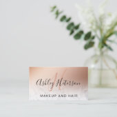 化粧モノグラム大理石バラ金ゴールド箔スクリプト 名刺 (スタンド正面)