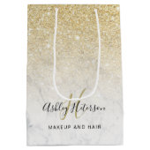 化粧モノグラム大理石金ゴールドグリッタースクリプト ミディアムペーパーバッグ (裏面)