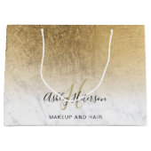 化粧モノグラム大理石金ゴールド箔スクリプト ラージペーパーバッグ (正面)