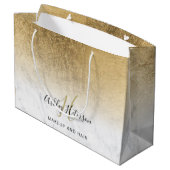 化粧モノグラム大理石金ゴールド箔スクリプト ラージペーパーバッグ (裏面アングル)