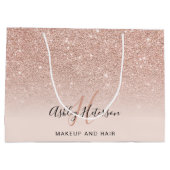 化粧モノグラム赤面バラ金ゴールドグリッタースクリプト ラージペーパーバッグ (裏面)