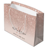 化粧モノグラム赤面バラ金ゴールドグリッタースクリプト ラージペーパーバッグ (裏面アングル)