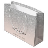 化粧モノグラム赤面銀グリッタースクリプト ラージペーパーバッグ (裏面アングル)