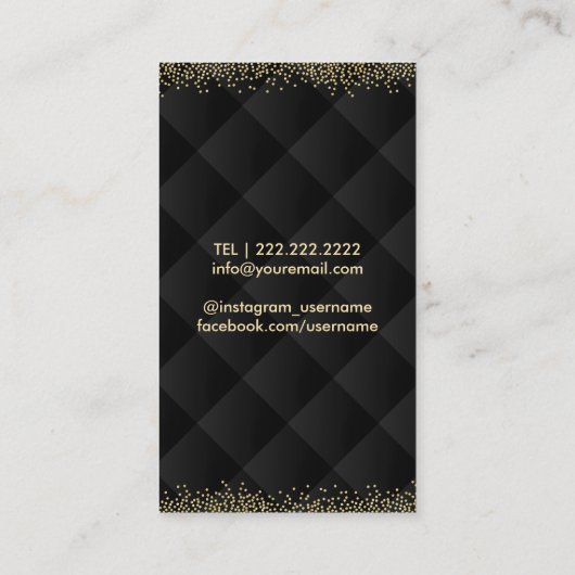 化粧及び美容師のキルトにされる贅沢な金ゴールドの黒 名刺 (裏面)
