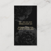 化粧及び美容師のモダンのストライプの黒い花柄 名刺 (裏面)