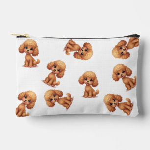 化粧品およびトイレタリーバッグ(茶色のプードルの子犬) アクセサリーポーチ