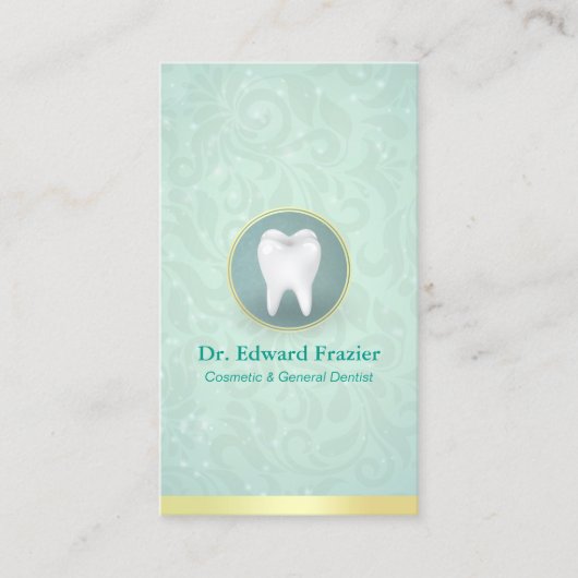 化粧品および一般的な歯科医アポイントメント金ゴールドティール（緑がかった色） 予約カード (正面)