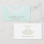 化粧品かわいらし白ロゼット淡いアクアブルー 名刺 (正面/裏面)