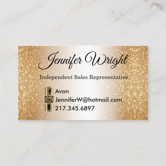 化粧品と金ゴールドグリッター- Avon 名刺 (裏面)