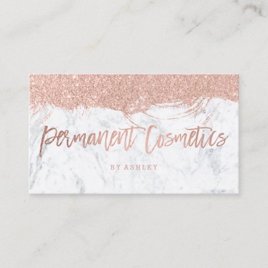 化粧品のばら色の金ゴールドのタイポグラフィのグリッターの大理石 名刺 (正面)