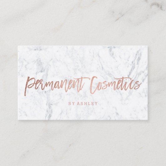 化粧品のばら色の金ゴールドのタイポグラフィの白の大理石 名刺 (正面)