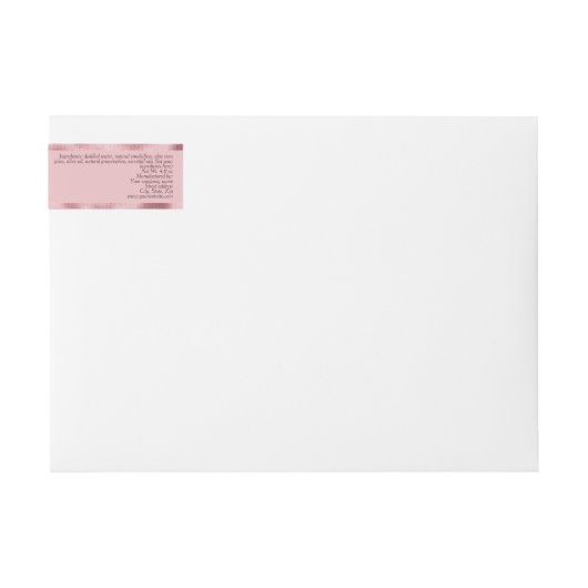 化粧品の瓶ラベル – 赤面ピンクとピンクの箔 ラップアラウンドラベル (正面)