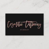 化粧品のtattoingのどのばら色の金ゴールドのタイポグラフィの黒 名刺 (正面)