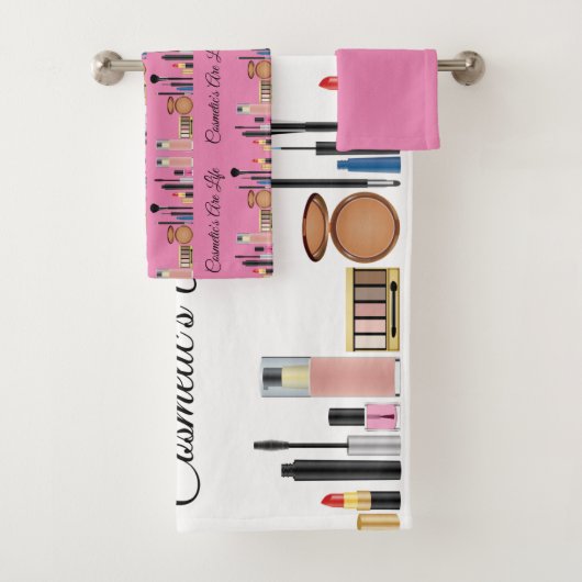 化粧品はかわいらしいピンクが構成する生命です バスタオルセット (インサイチュ)