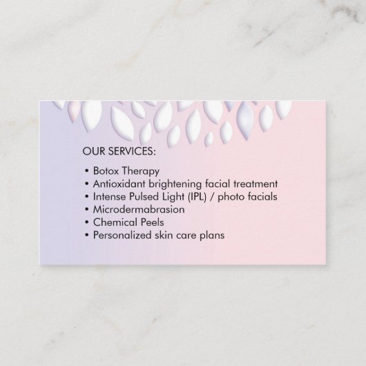 化粧品はスタジオの名刺を構成します 名刺 (裏面)