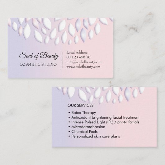 化粧品はスタジオの名刺を構成します 名刺 (正面/裏面)