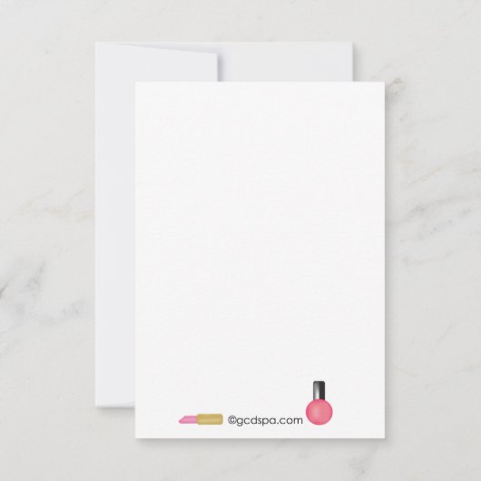 化粧品を持つ子供のスパのパーティの招待状 招待状 (裏面)