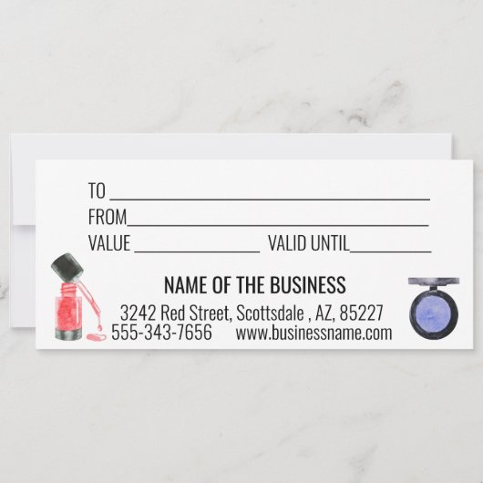 化粧品ギフト証明書水の色の化粧 招待状 (裏面)