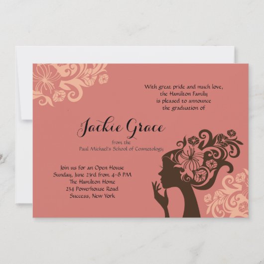 化粧品シルエット卒業招待状 招待状 (正面)