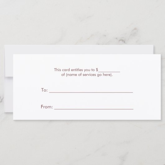 化粧品スパ金ゴールドサークルのギフト証明書 (裏面)