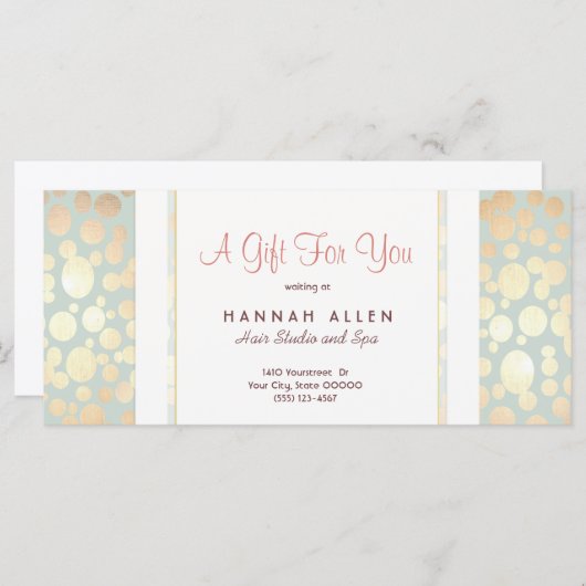化粧品スパ金ゴールドサークルのギフト証明書 (正面/裏面)