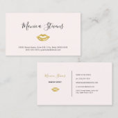 化粧品メイクアップアーティスト金ゴールドリップロゴ 名刺 (正面/裏面)