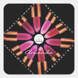 化粧品メイクアップショップ金ゴールドピンクリップスティック挿入 スクエアシール