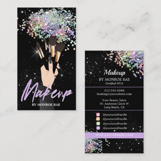 化粧品メークアップアーティスト – 美しいサロンMUA 名刺 (正面/裏面)
