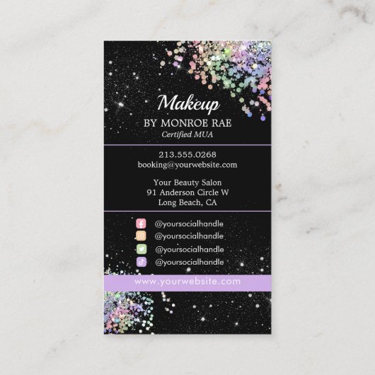 化粧品メークアップアーティスト – 美しいサロンMUA 名刺 (裏面)