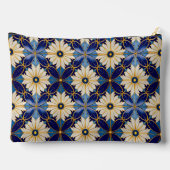 化粧品保管アールデコフローラモチーフ金ゴールドブルー アクセサリーポーチ (裏面)