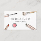 化粧品図解入りの、写真付きのメイクアップスタイリストホワイト 名刺 (正面)