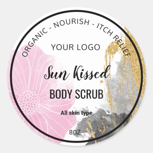 化粧品水彩の花ラベル ラウンドシール (正面)