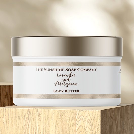 化粧品瓶ラベル – パール箔付きホワイト ラップアラウンドラベル