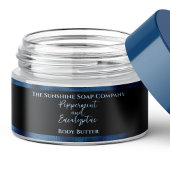 化粧品瓶ラベル – 黒と青の箔 ラップアラウンドラベル