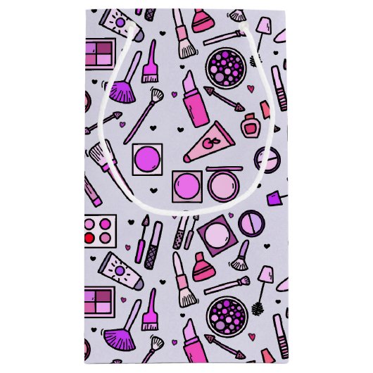 化粧品用ピンク図解入りの、写真付きのパタン スモールペーパーバッグ (裏面)