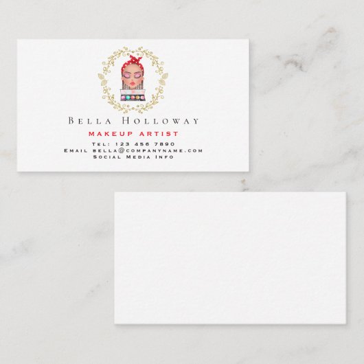 化粧品顔金ゴールドエレガントリースメイクアップアーティスト 名刺 (正面/裏面)